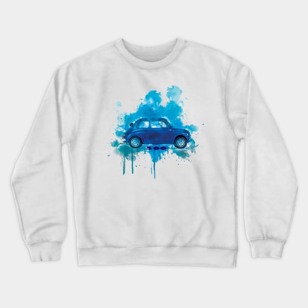 Fiat 500 open Aqua Splash Blue Crewneck Sweatshirt by AaaahEeeekStudio